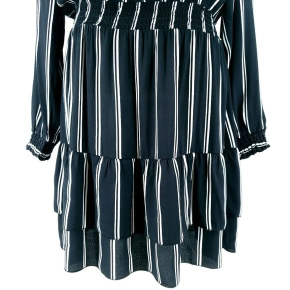 NWT Long Sleeves Striped Ruffle Stripes Dress Elastic Waist XS S M L Tul… - Picture 2 of 9